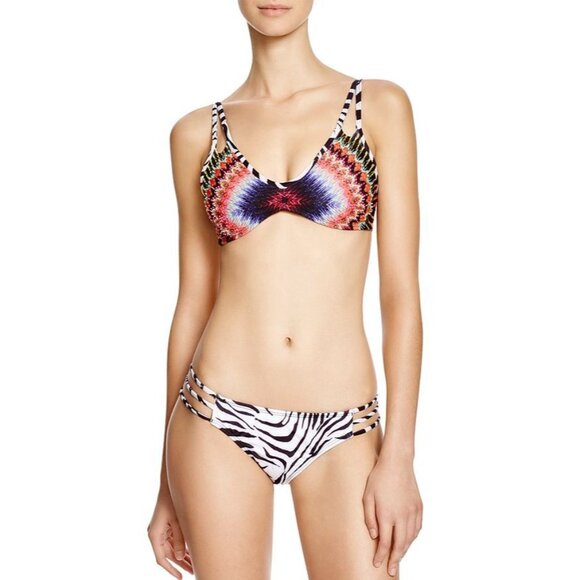 NWT Pilyq African Rays Zebra M Strappy Black & White Bikini Bottoms 94515 - Picture 2 of 2